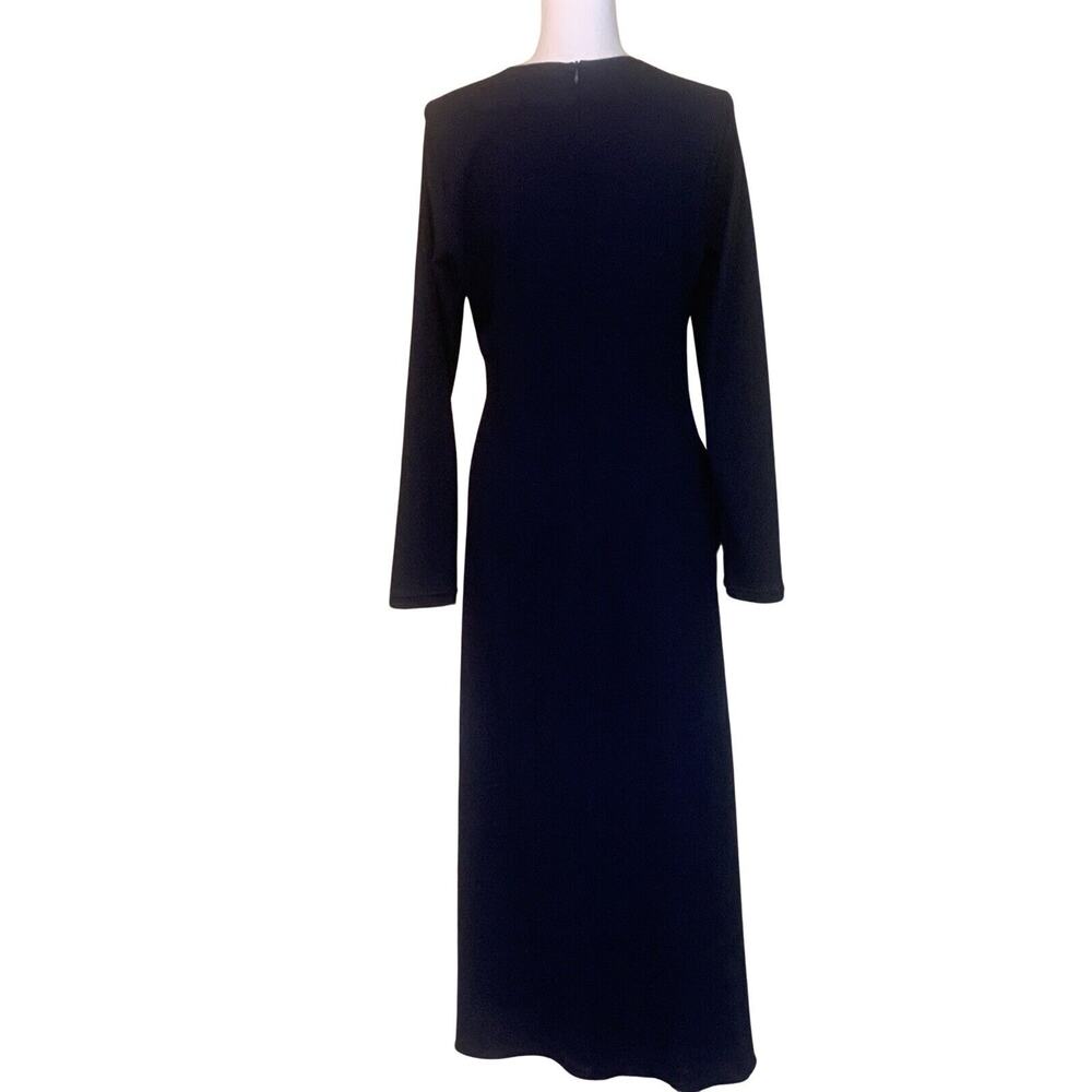 Zara blue stretch wool crepe maxidress, maximalist, modern, sophisticated